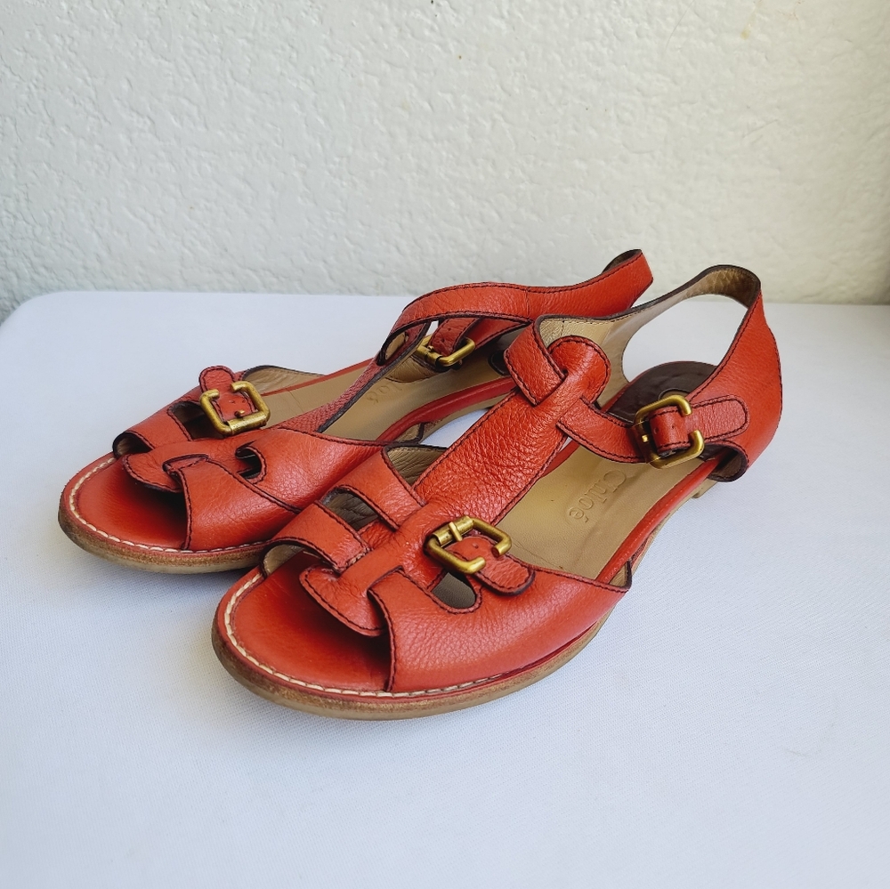 Chloe Red Leather Sandals